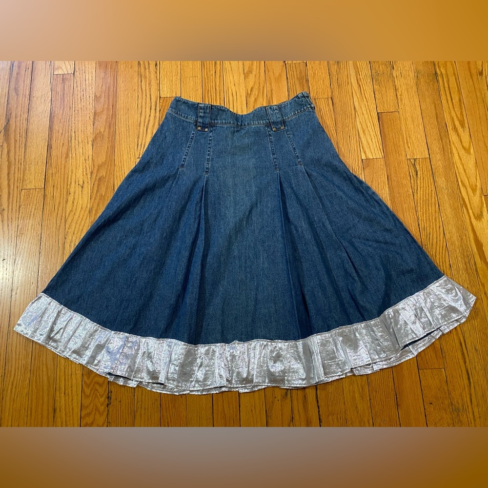 [Vintage] Jones New York: Signature– fun silver skirt
